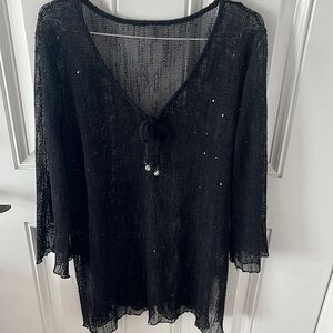 Black Sheer Cover-Up with Sequins